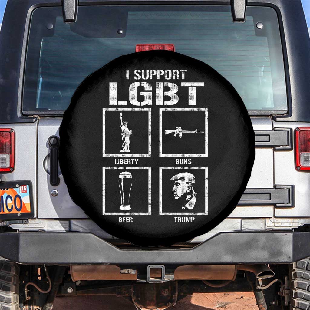 I Support LGBT Liberty Guns Beer Trump Spare Tire Cover Funny Patriotic Parody Graphic TS12 No hole Black Print Your Wear