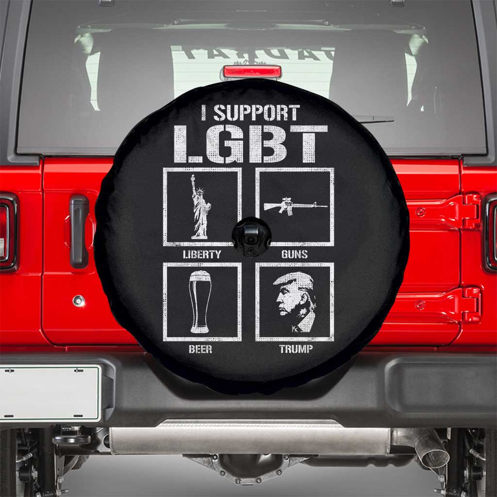 I Support LGBT Liberty Guns Beer Trump Spare Tire Cover Funny Patriotic Parody Graphic TS12 Black Print Your Wear