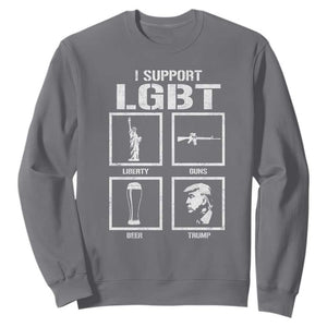 I Support LGBT Liberty Guns Beer Trump Sweatshirt Funny Patriotic Parody Graphic TS12 Charcoal Print Your Wear