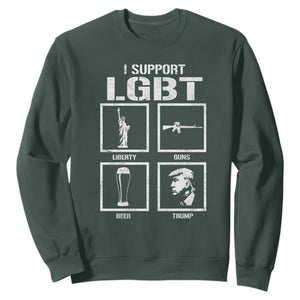 I Support LGBT Liberty Guns Beer Trump Sweatshirt Funny Patriotic Parody Graphic TS12 Dark Forest Green Print Your Wear