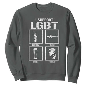 I Support LGBT Liberty Guns Beer Trump Sweatshirt Funny Patriotic Parody Graphic TS12 Dark Heather Print Your Wear
