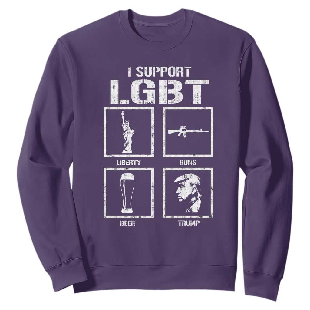 I Support LGBT Liberty Guns Beer Trump Sweatshirt Funny Patriotic Parody Graphic TS12 Purple Print Your Wear