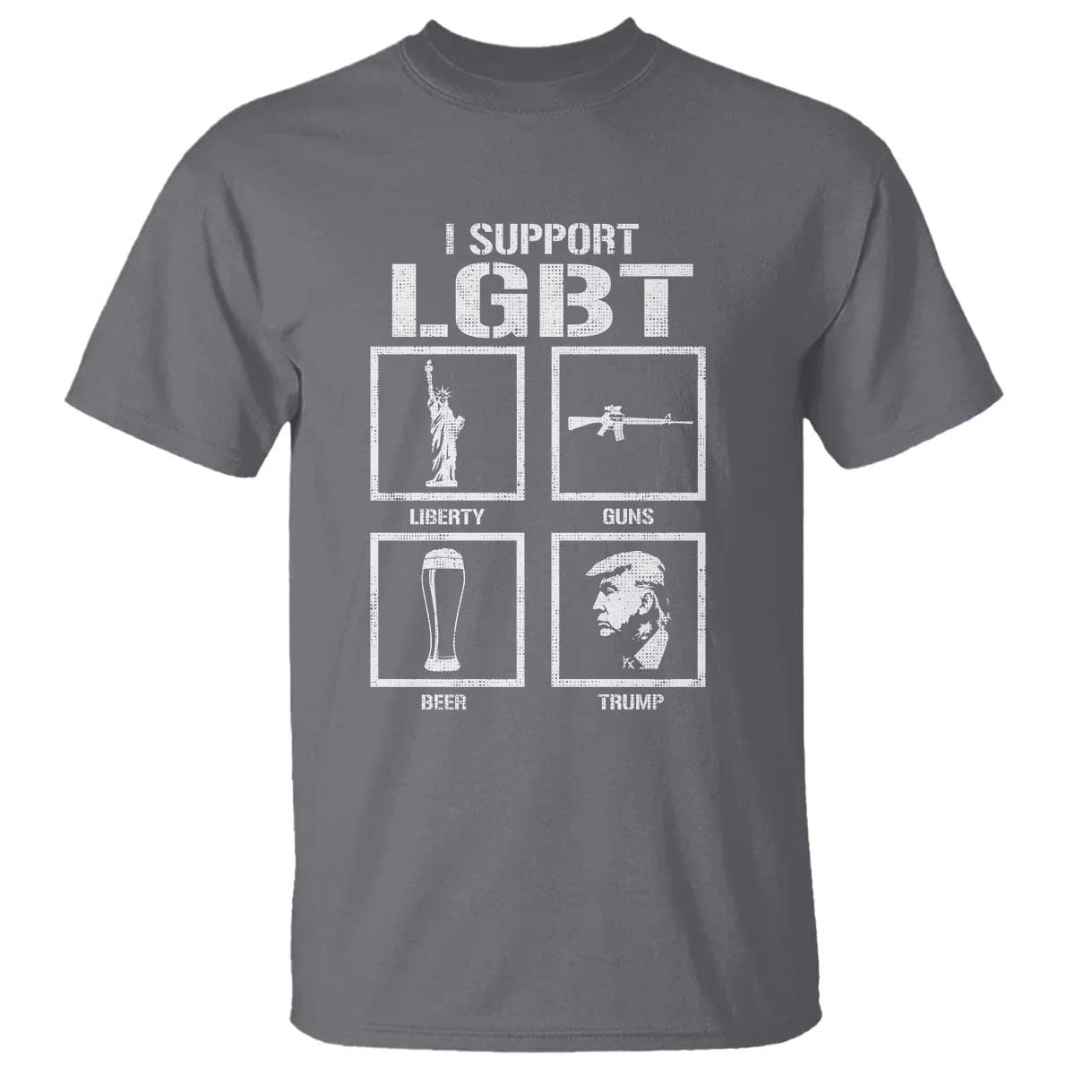 I Support LGBT Liberty Guns Beer Trump T Shirt Funny Patriotic Parody Graphic TS12 Charcoal Print Your Wear