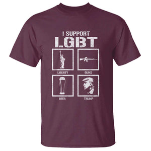 I Support LGBT Liberty Guns Beer Trump T Shirt Funny Patriotic Parody Graphic TS12 Maroon Print Your Wear