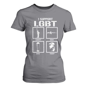 I Support LGBT Liberty Guns Beer Trump T Shirt For Women Funny Patriotic Parody Graphic TS12 Charcoal Print Your Wear