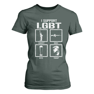 I Support LGBT Liberty Guns Beer Trump T Shirt For Women Funny Patriotic Parody Graphic TS12 Dark Forest Green Print Your Wear
