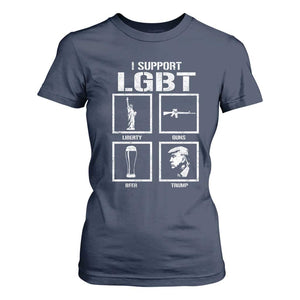I Support LGBT Liberty Guns Beer Trump T Shirt For Women Funny Patriotic Parody Graphic TS12 Navy Print Your Wear