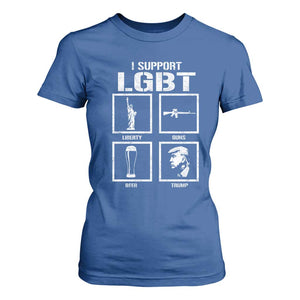 I Support LGBT Liberty Guns Beer Trump T Shirt For Women Funny Patriotic Parody Graphic TS12 Royal Blue Print Your Wear