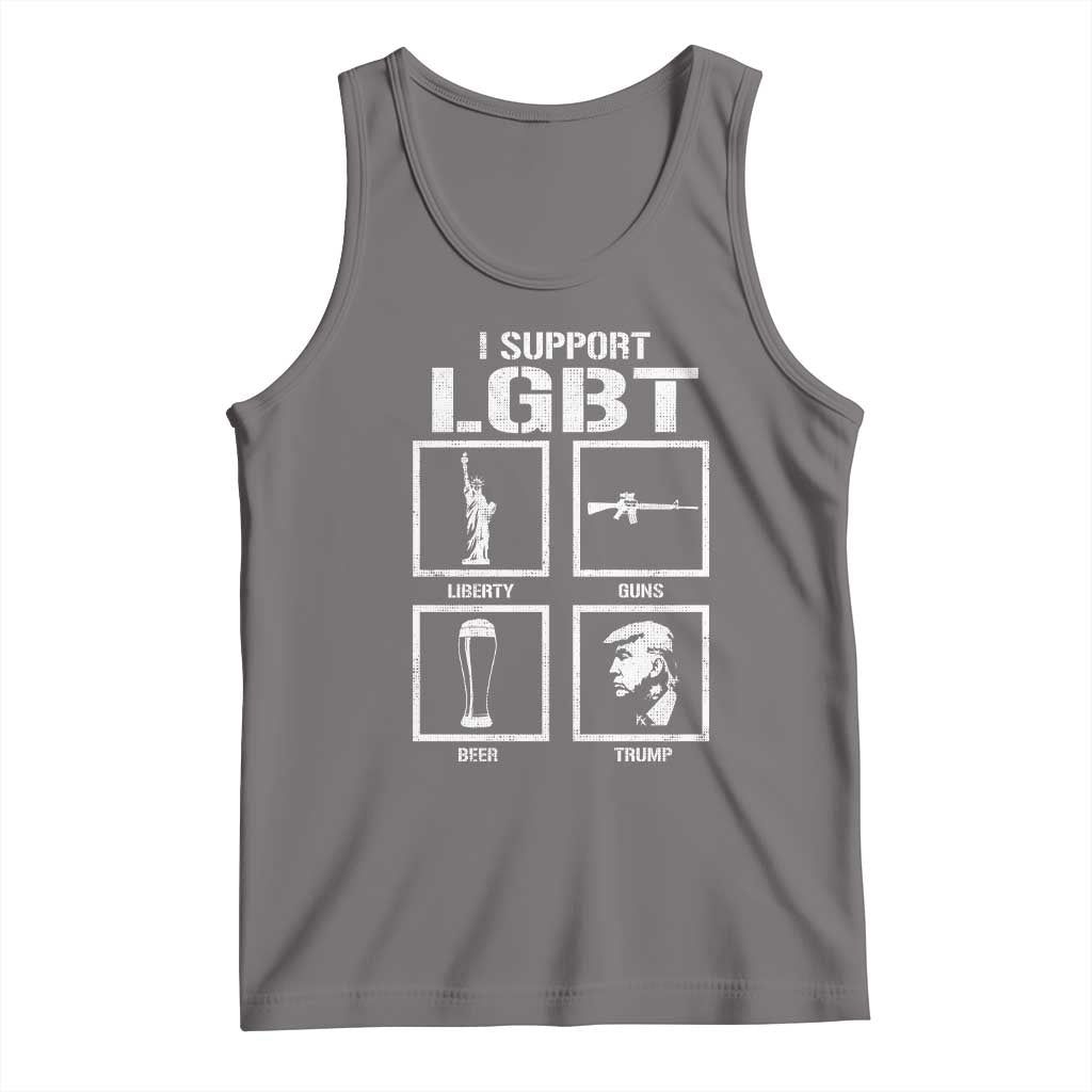 I Support LGBT Liberty Guns Beer Trump Tank Top Funny Patriotic Parody Graphic TS12 Deep Heather Print Your Wear