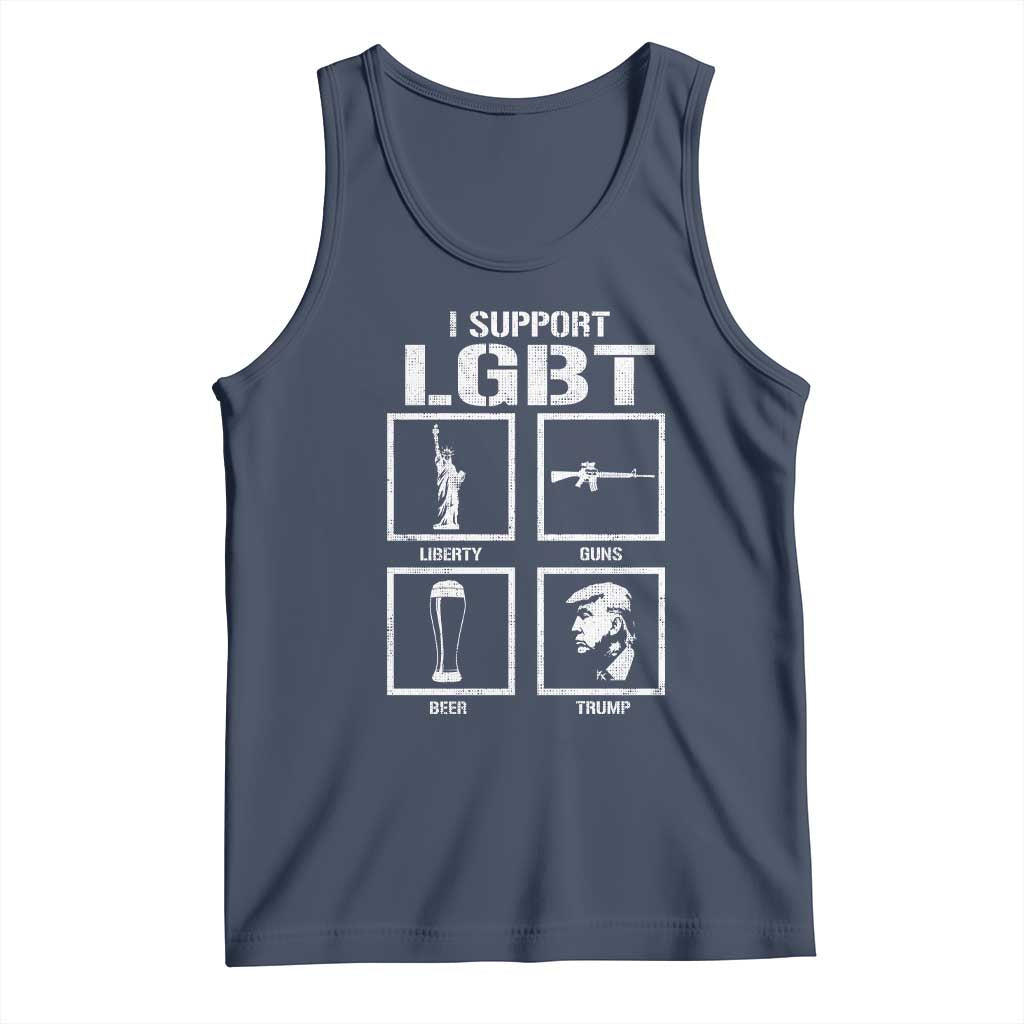 I Support LGBT Liberty Guns Beer Trump Tank Top Funny Patriotic Parody Graphic TS12 Navy Print Your Wear