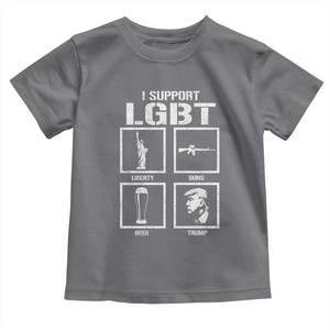 I Support LGBT Liberty Guns Beer Trump Toddler T Shirt Funny Patriotic Parody Graphic TS12 Charcoal Print Your Wear