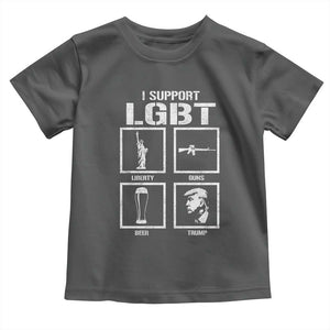 I Support LGBT Liberty Guns Beer Trump Toddler T Shirt Funny Patriotic Parody Graphic TS12 Dark Heather Print Your Wear