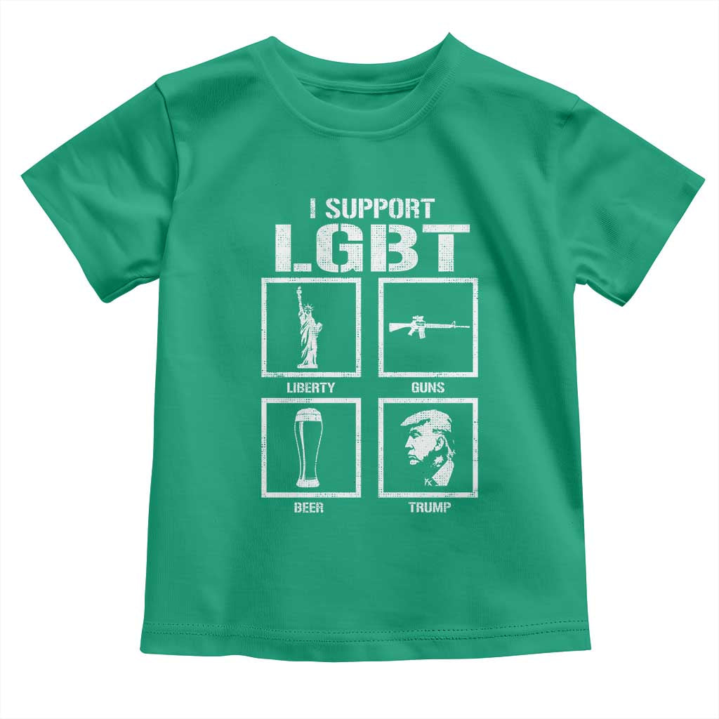 I Support LGBT Liberty Guns Beer Trump Toddler T Shirt Funny Patriotic Parody Graphic TS12 Irish Green Print Your Wear