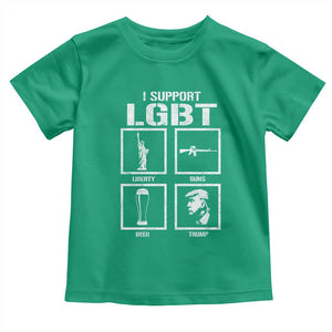 I Support LGBT Liberty Guns Beer Trump Toddler T Shirt Funny Patriotic Parody Graphic TS12 Irish Green Print Your Wear