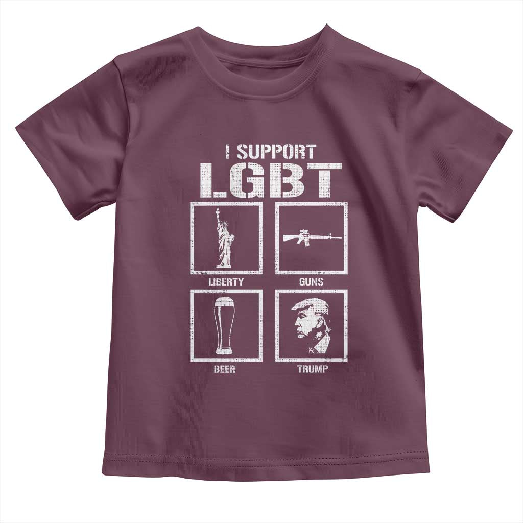 I Support LGBT Liberty Guns Beer Trump Toddler T Shirt Funny Patriotic Parody Graphic TS12 Maroon Print Your Wear