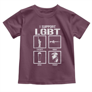 I Support LGBT Liberty Guns Beer Trump Toddler T Shirt Funny Patriotic Parody Graphic TS12 Maroon Print Your Wear