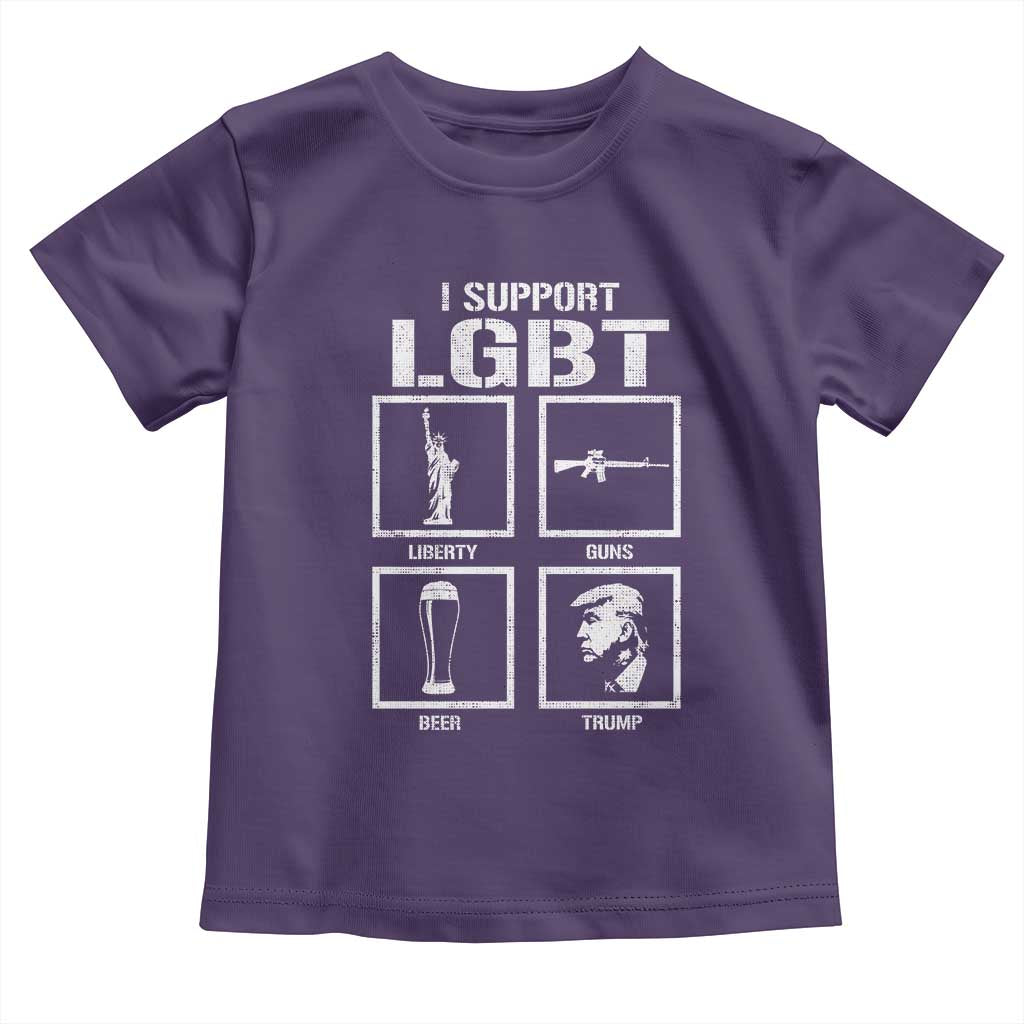 I Support LGBT Liberty Guns Beer Trump Toddler T Shirt Funny Patriotic Parody Graphic TS12 Purple Print Your Wear