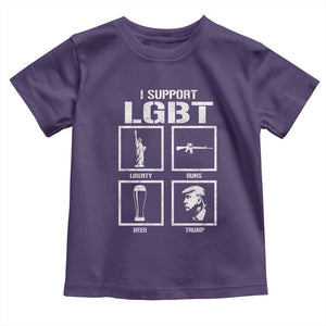 I Support LGBT Liberty Guns Beer Trump Toddler T Shirt Funny Patriotic Parody Graphic TS12 Purple Print Your Wear