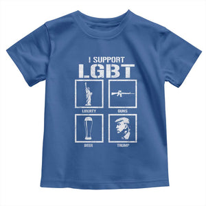 I Support LGBT Liberty Guns Beer Trump Toddler T Shirt Funny Patriotic Parody Graphic TS12 Royal Blue Print Your Wear