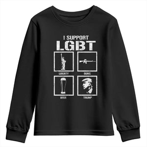 I Support LGBT Liberty Guns Beer Trump Youth Sweatshirt Funny Patriotic Parody Graphic TS12 Black Print Your Wear