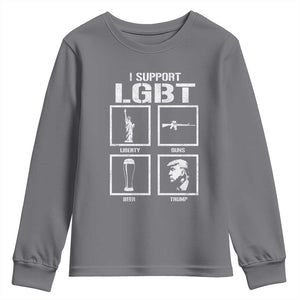 I Support LGBT Liberty Guns Beer Trump Youth Sweatshirt Funny Patriotic Parody Graphic TS12 Charcoal Print Your Wear