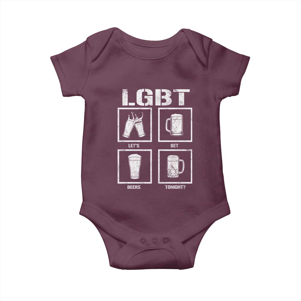 LGBT Let's Get Beers Tonight Baby Onesie Funny Beer Drinking TS12 Maroon Print Your Wear