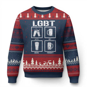 LGBT Let's Get Beers Tonight Ugly Christmas Sweater Funny Beer Drinking TS12 Navy Red Print Your Wear