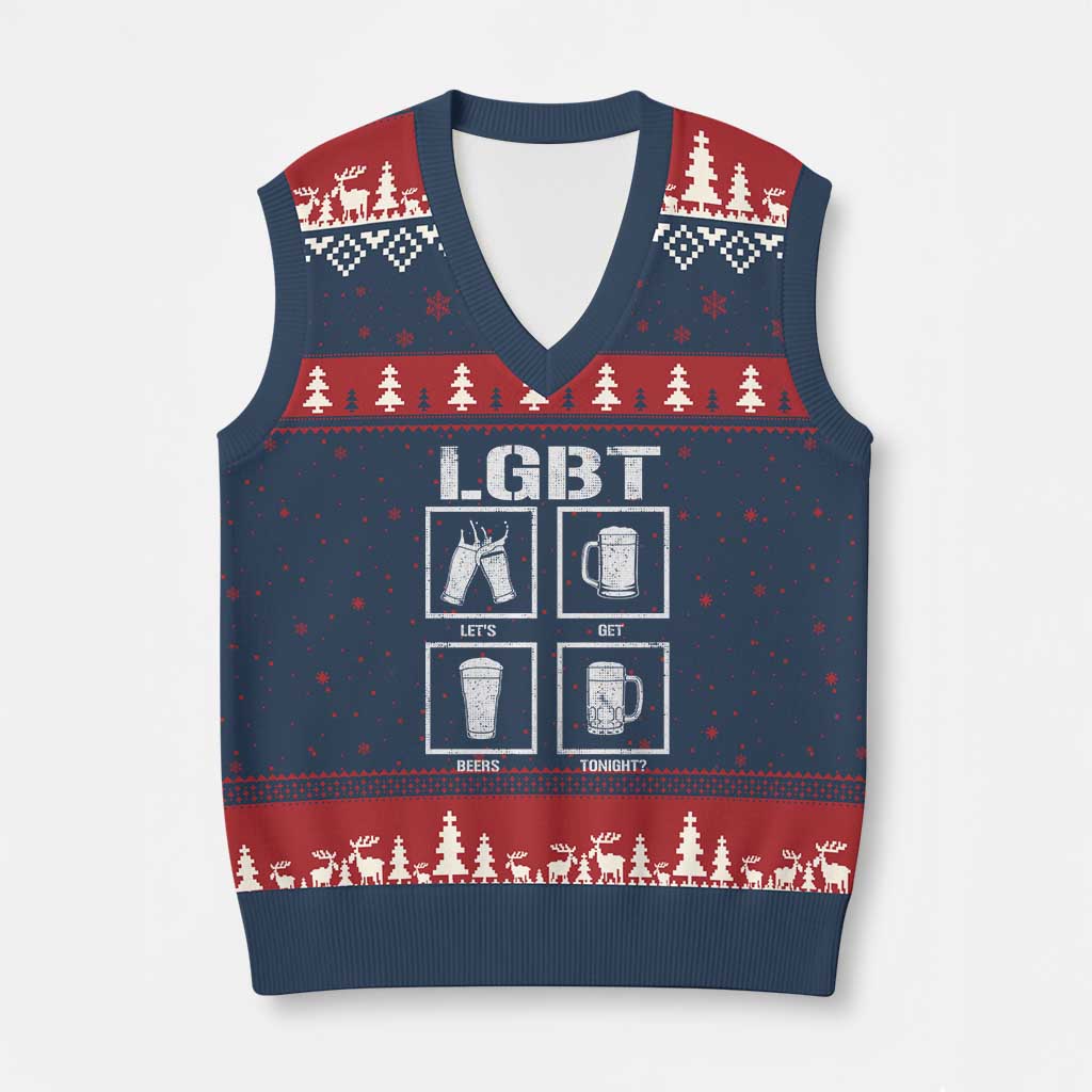 LGBT Let's Get Beers Tonight V-Neck Knit Sweater Vest Funny Beer Drinking TS12 Navy Red Print Your Wear