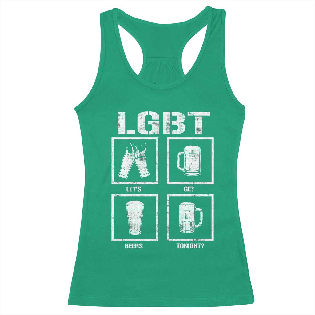 LGBT Let's Get Beers Tonight Racerback Tank Top Funny Beer Drinking TS12 Irish Green Print Your Wear