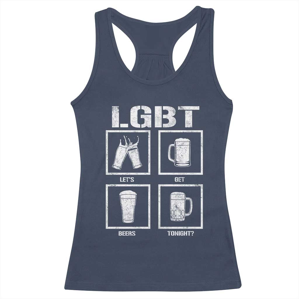 LGBT Let's Get Beers Tonight Racerback Tank Top Funny Beer Drinking TS12 Navy Print Your Wear