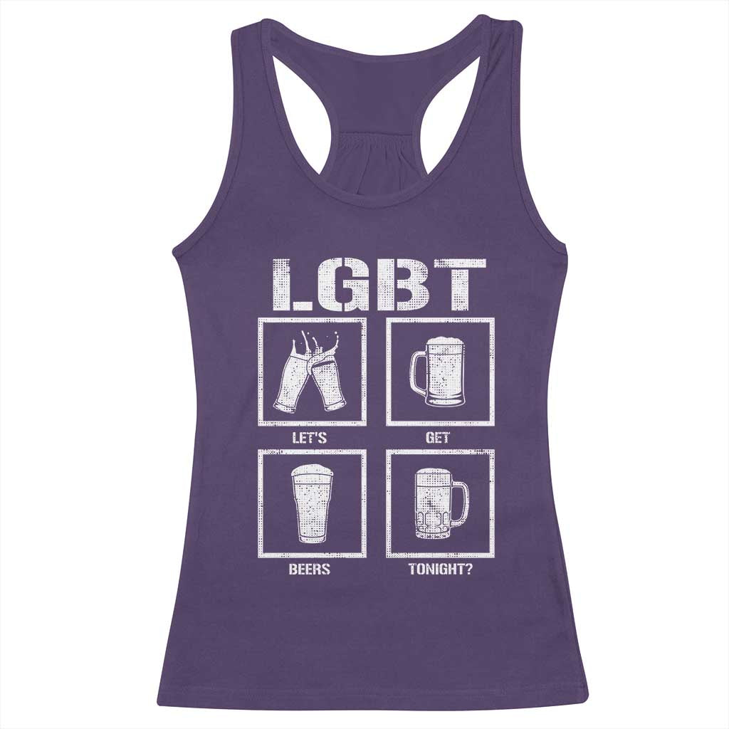 LGBT Let's Get Beers Tonight Racerback Tank Top Funny Beer Drinking TS12 Purple Print Your Wear