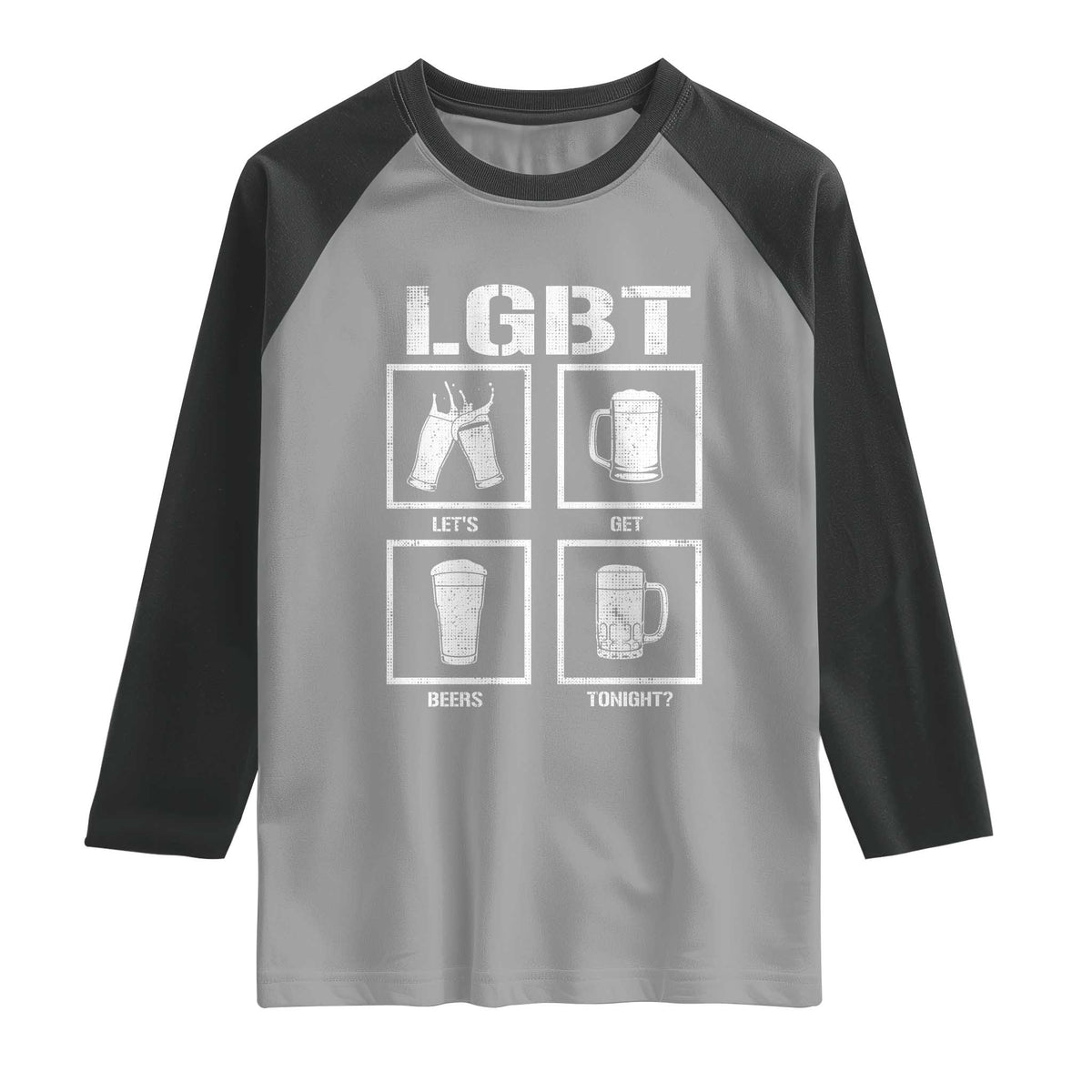LGBT Let's Get Beers Tonight Raglan Shirt Funny Beer Drinking TS12 Sport Gray Black Print Your Wear