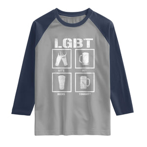 LGBT Let's Get Beers Tonight Raglan Shirt Funny Beer Drinking TS12 Sport Gray Navy Print Your Wear