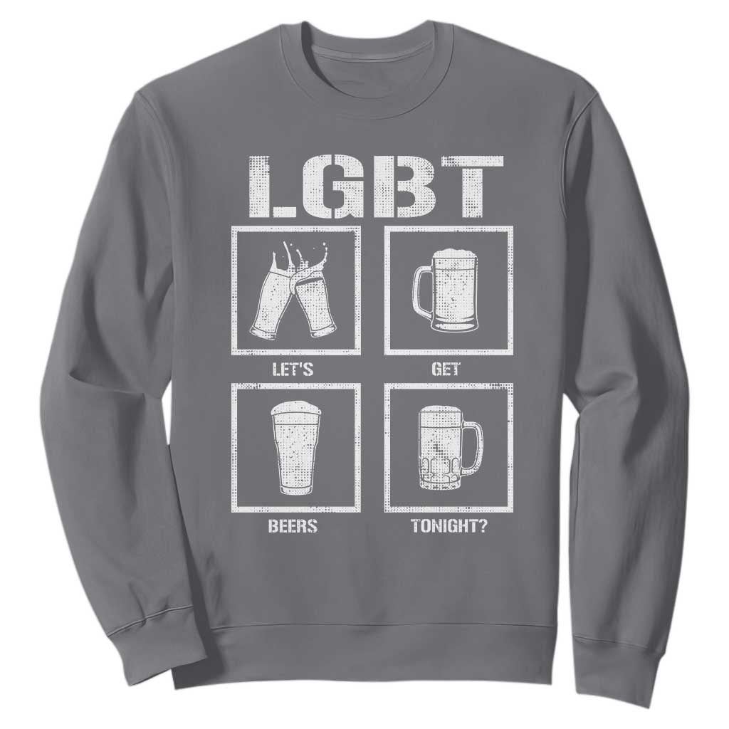 LGBT Let's Get Beers Tonight Sweatshirt Funny Beer Drinking TS12 Charcoal Print Your Wear