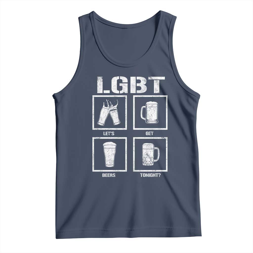 LGBT Let's Get Beers Tonight Tank Top Funny Beer Drinking TS12 Navy Print Your Wear