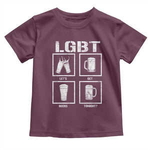 LGBT Let's Get Beers Tonight Toddler T Shirt Funny Beer Drinking TS12 Maroon Print Your Wear