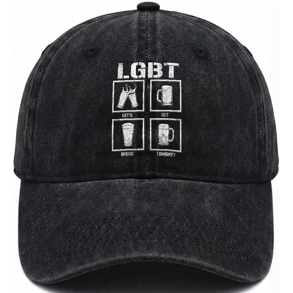 LGBT Let's Get Beers Tonight Washed Cotton Baseball Cap Funny Beer Drinking TS12 Print Your Wear