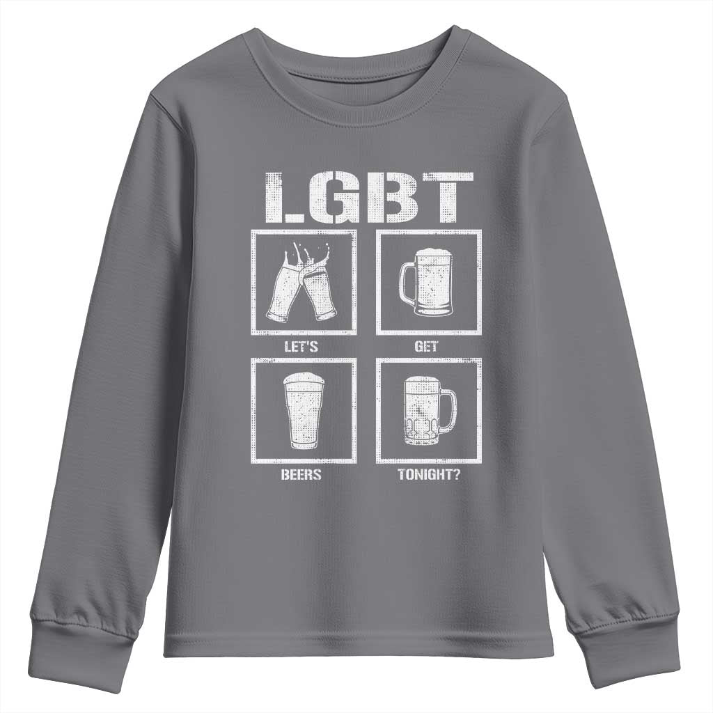 LGBT Let's Get Beers Tonight Youth Sweatshirt Funny Beer Drinking TS12 Charcoal Print Your Wear