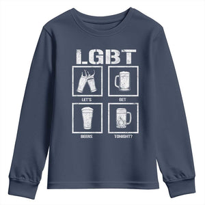 LGBT Let's Get Beers Tonight Youth Sweatshirt Funny Beer Drinking TS12 Navy Print Your Wear