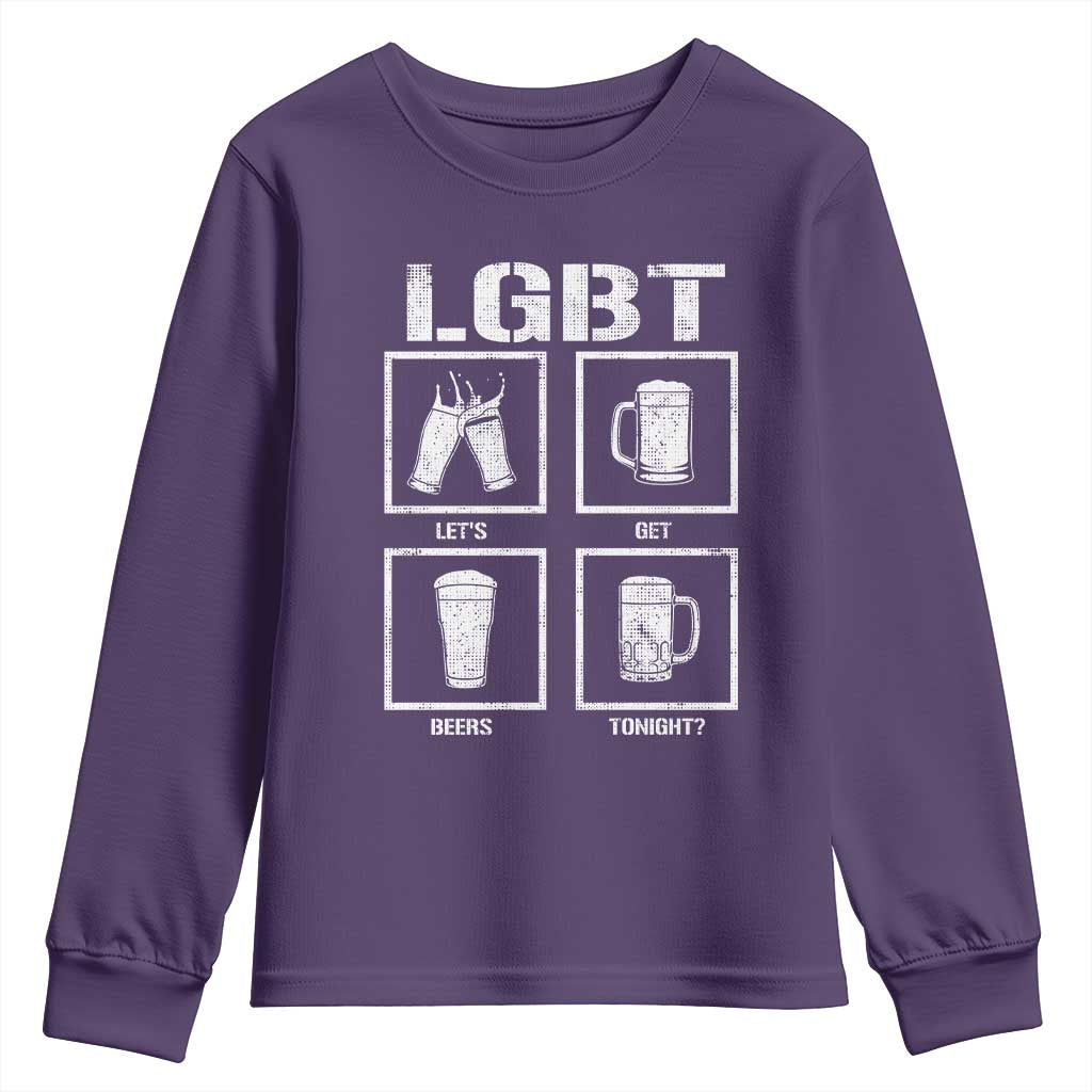 LGBT Let's Get Beers Tonight Youth Sweatshirt Funny Beer Drinking TS12 Purple Print Your Wear