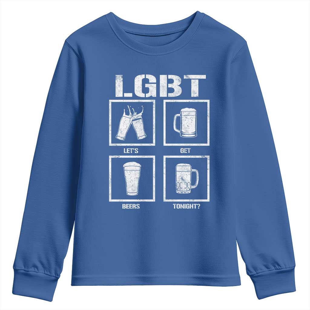 LGBT Let's Get Beers Tonight Youth Sweatshirt Funny Beer Drinking TS12 Royal Blue Print Your Wear