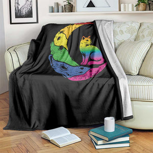 Rainbow Moon Cat Pride Throw Blanket LGBT Feline Graphic TS12 Print Your Wear