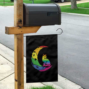 Rainbow Moon Cat Pride Garden Flag LGBT Feline Graphic TS12 Print Your Wear