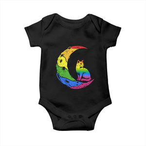 Rainbow Moon Cat Pride Baby Onesie LGBT Feline Graphic