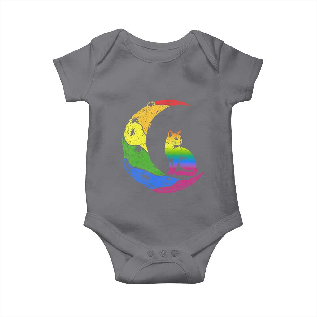Rainbow Moon Cat Pride Baby Onesie LGBT Feline Graphic