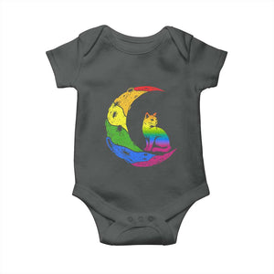 Rainbow Moon Cat Pride Baby Onesie LGBT Feline Graphic
