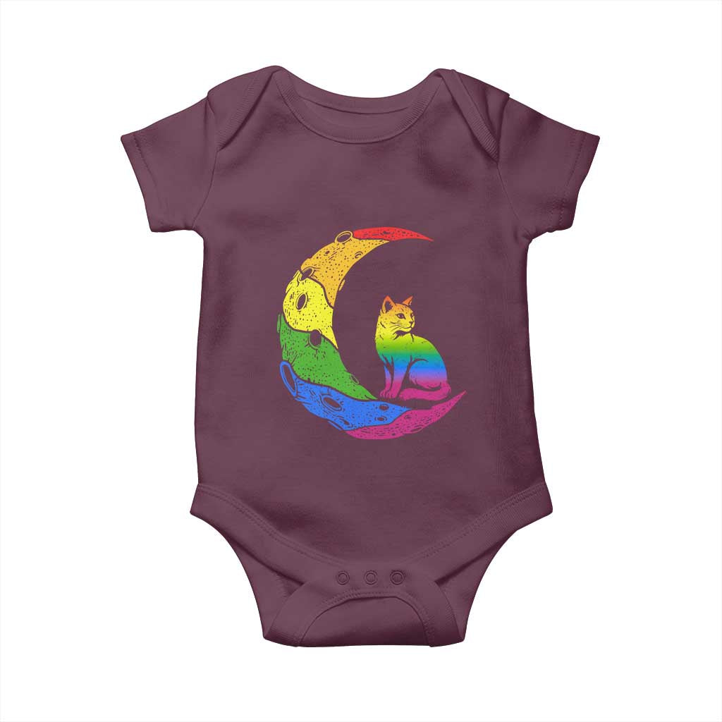 Rainbow Moon Cat Pride Baby Onesie LGBT Feline Graphic