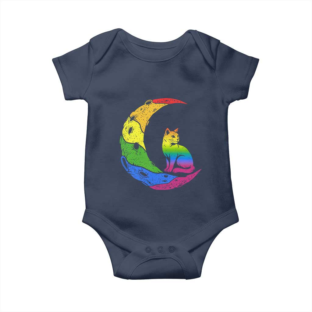 Rainbow Moon Cat Pride Baby Onesie LGBT Feline Graphic