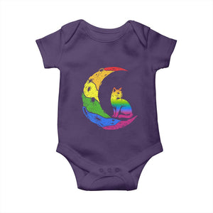 Rainbow Moon Cat Pride Baby Onesie LGBT Feline Graphic