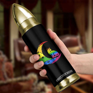 Rainbow Moon Cat Pride Bullet Tumbler LGBT Feline Graphic
